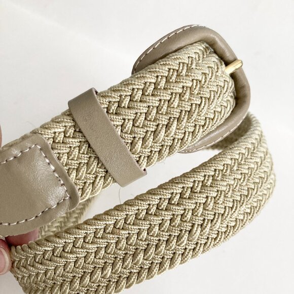 Vintage Braided Womens Belt Cream Beige Tan Size 30 S/M 27-33" Leather Taiwan - Picture 6 of 11